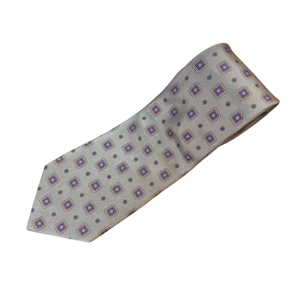 KUPPENHEIMER‎ Silk Tie Mens Brown GRAY Geometric Classic Necktie 3.5x55.5